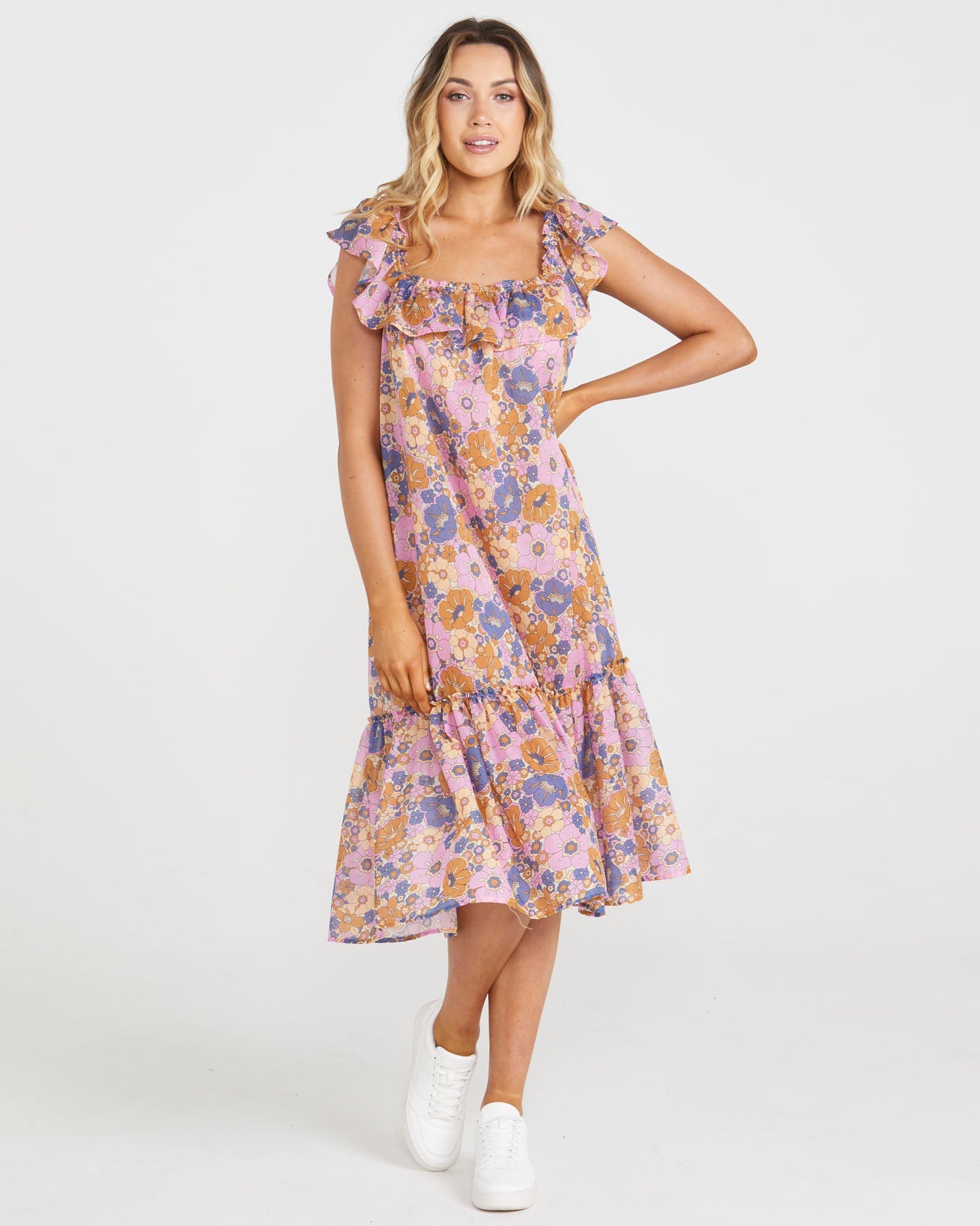 Isla Ruffle Midi Dress | Chances Surf NZ