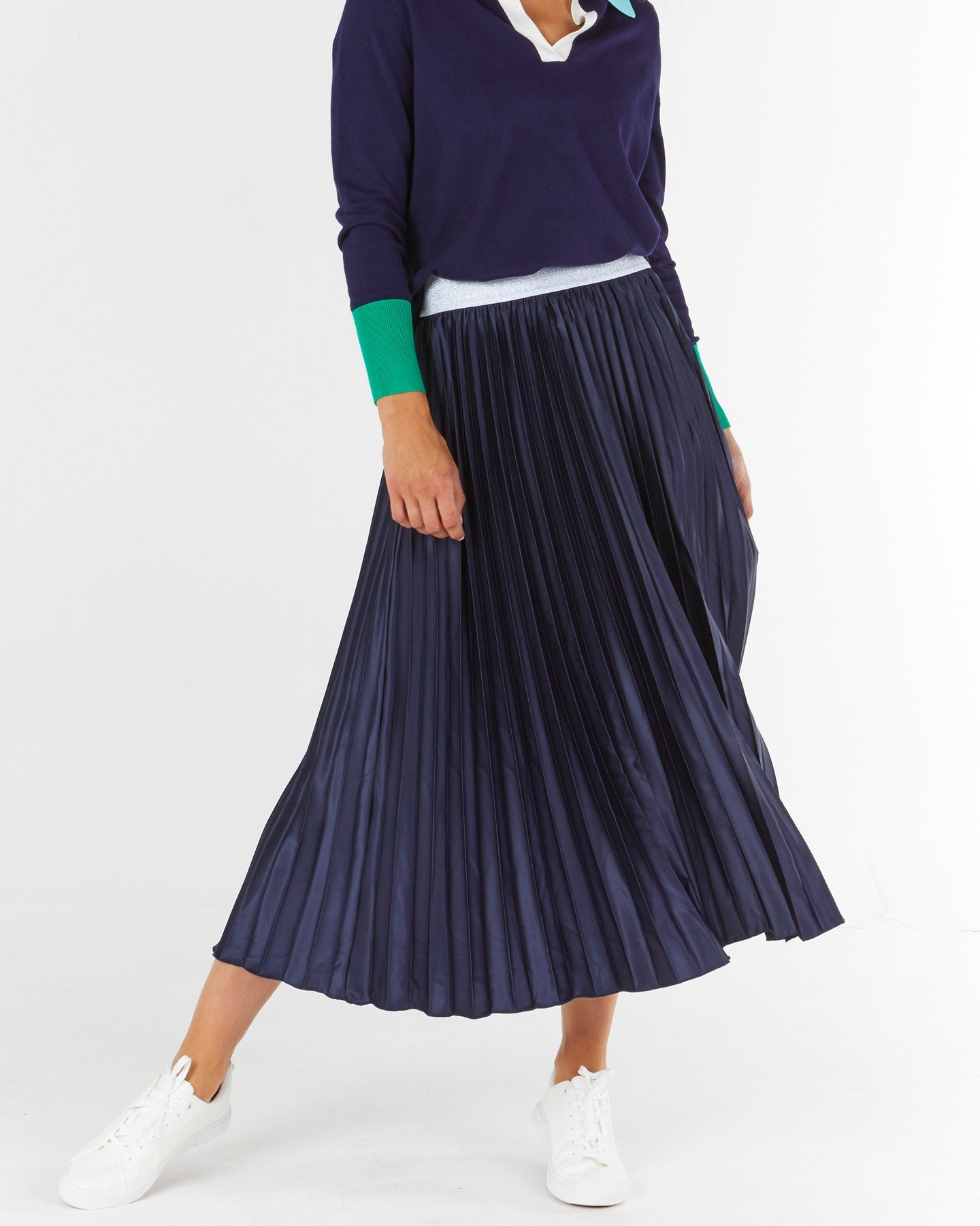 Blue pleated skirt clearance nz