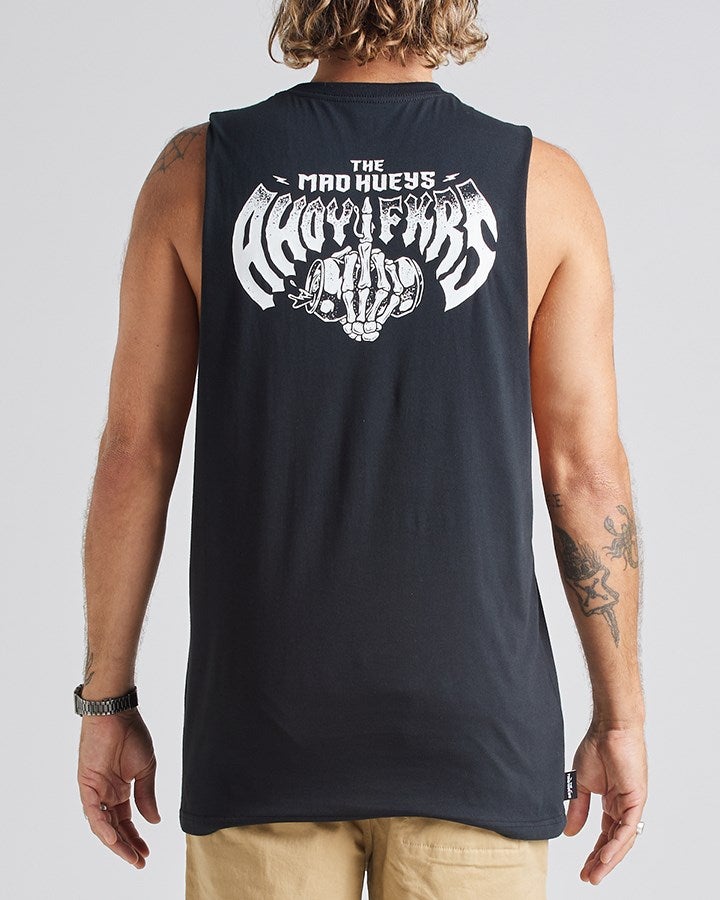 MAD HUEYS FCK OFF I'M FISHING TANK - BLACK - Mens-Tops : Sequence