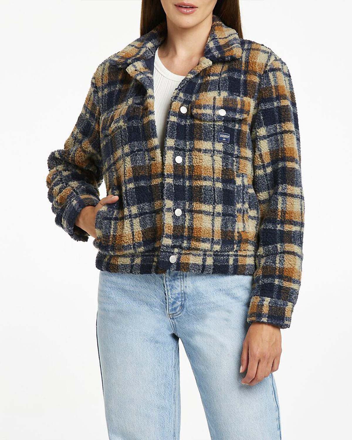 Checked teddy sale jacket