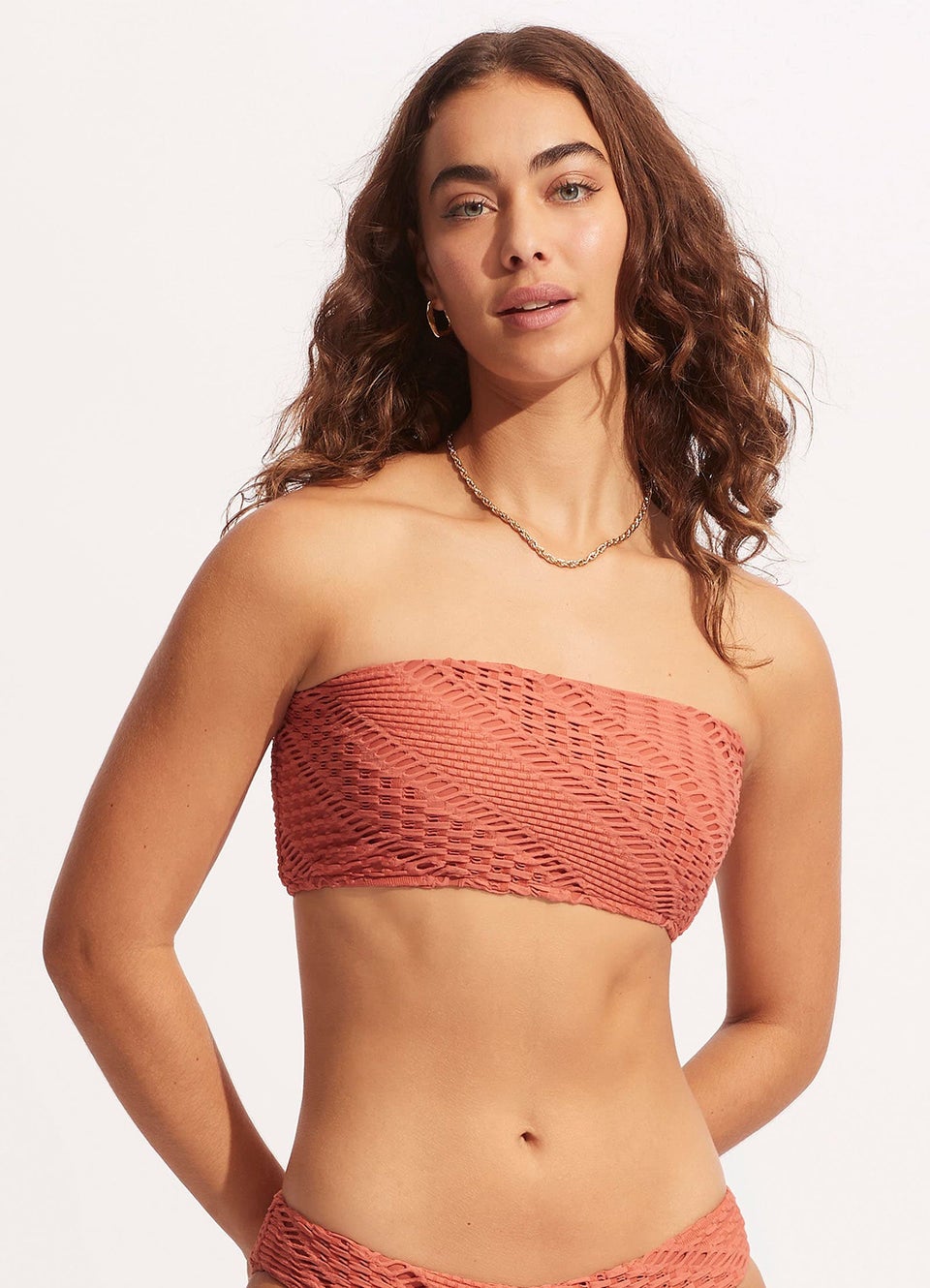 Women's smocked tube 2024 bandeau bikini top