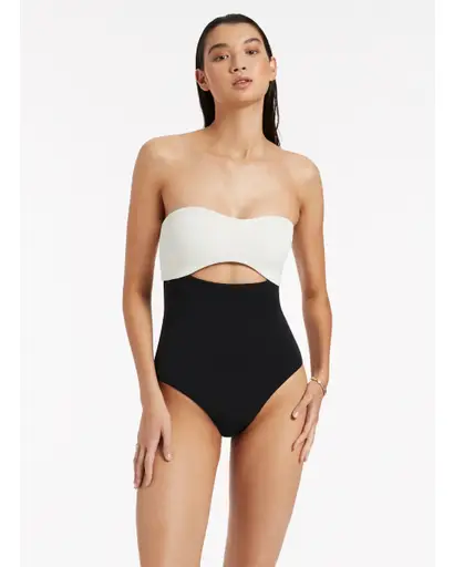JETS Isla Ribbed Bandeau One-Piece Swimsuit